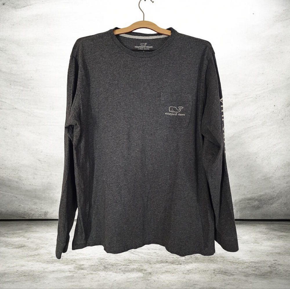 Vineyard Vines Men’s Long Sleeve Pocket T-Shirt Charcoal Grey Large